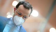 Germany's Health Minister Jens Spahn wears a mask following a news conference on the coronavirus disease (COVID-19) pandemic in Berlin, Germany February 26, 2021. REUTERS/Hannibal Hanschke/Pool