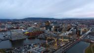 FILE PHOTO: A general view of the cityscape with the new Munch Museum, also called Lambda, to the left, in the Bjorvika neighbourhood in Oslo, Norway November 17, 2020. NTB SCANPIX/Cornelius Poppe via REUTERS ATTENTION EDITORS - THIS IMAGE WAS PROVIDED BY
