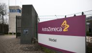 The logo of the German branch of British-Swedish pharmaceutical company AstraZeneca is pictured in Wedel near Hamburg, Germany, March 1, 2021. REUTERS/Cathrin Mueller