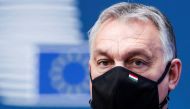 Hungary's Prime Minister Viktor Orban arrives for an EU summit amid the coronavirus disease (COVID-19) lockdown in Brussels, Belgium December 10, 2020. REUTERS/Yves Herman/Pool/File Photo/File Photo/File Photo