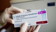 A package of the AstraZeneca COVID-19 vaccine is shown in the state of Brandenburg where the first coronavirus vaccinations are given in doctors' surgeries, in Senftenberg, Germany, March 3, 2021. REUTERS/Hannibal Hanschke/Pool