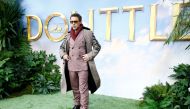 Cast member Robert Downey Jr. poses at a special screening of 
