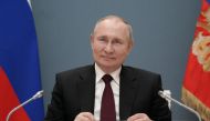 Russian President Vladimir Putin takes part in a ceremony launching the Talas Gold Mining Plant at Kyrgyzstan's Jerooy gold deposit via a video link in Moscow, Russia March 17, 2021. Sputnik/Alexei Druzhinin/Kremlin via REUTERS