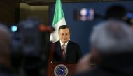 Italian Prime Minister Mario Draghi is seen during a joint news conference with Libyan Prime Minister Abdulhamid Dbeibeh (not pictured), in Tripoli, Libya April 6, 2021. REUTERS/Hazem Ahmed