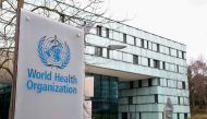 FILE PHOTO: A logo is pictured outside a building of the World Health Organization (WHO) during an executive board meeting on update on the coronavirus outbreak, in GENEVA, Switzerland, February 6, 2020. REUTERS/Denis Balibouse/File Photo
