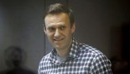 FILE PHOTO: Russian opposition politician Alexei Navalny attends a court hearing in Moscow, Russia February 20, 2021. REUTERS/Maxim Shemetov/File Photo
