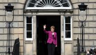Scotland's First Minister Nicola Sturgeon waves as she arrives at Bute House, in Edinburgh, Scotland, Britain, May 9, 2021. Reuters/Russell Cheyne