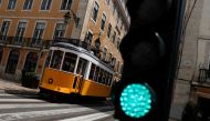 FILE PHOTO: A tram is seen amid the coronavirus pandemic in downtown Lisbon, Portugal, May 11, 2021. REUTERS/Pedro Nunes/File Photo
