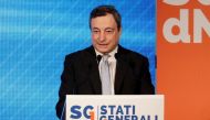 Italian Prime Minister Mario Draghi speaks at a conference on the Demographic Crisis in Rome, Italy May 14, 2021. Andrew Medichini/Pool via REUTERS