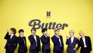Members of K-pop boy band BTS pose for photographs during a photo opportunity promoting their new single 'Butter' in Seoul, South Korea, May 21, 2021. REUTERS/Kim Hong-Ji

