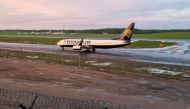 A Ryanair aircraft, which was carrying Belarusian opposition blogger and activist Roman Protasevich and diverted to Belarus, where authorities detained him, lands at Vilnius Airport in Vilnius, Lithuania May 23, 2021. Reuters/Andrius Sytas