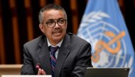 FILE PHOTO: World Health Organization (WHO) Director-General Tedros Adhanom Ghebreyesus attends a news conference in Geneva Switzerland July 3, 2020. Fabrice Coffrini/Pool via REUTERS//File Photo