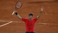 Switzerland's Roger Federer celebrates after winning his third-round match against Germany's Dominik Koepfer REUTERS/Christian Hartmann