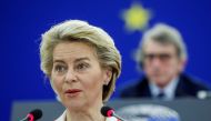 European Commission President Ursula von der Leyen speaks during a plenary session at the European Parliament in Strasbourg, France June 9, 2021. Julien Warnand/Pool via REUTERS