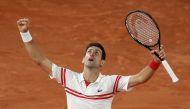 Serbia's Novak Djokovic celebrates winning his semi final match against Spain's Rafael Nadal Reuters/Gonzalo Fuentes