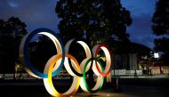 The Olympic Rings monument is seen outside the Japan Olympic Committee (JOC) headquarters near the National Stadium REUTERS/Issei Kato

