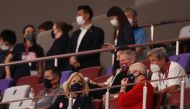 US first lady Jill Biden is seen in the stand during the match (REUTERS/Molly Darlington)