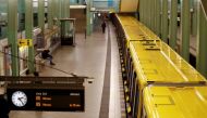 The empty platform of an U-Bahn underground train at Alexanderplatz station is pictured during coronavirus disease (COVID-19) outbreak in Berlin, Germany, March 25, 2020. REUTERS/Fabrizio Bensch/File Photo
