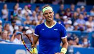 FILE PHOTO: Aug 4, 2021; Washington, DC, USA; Rafael Nadal of Spain reacts during the Citi Open at Rock Creek Park Tennis Center. Scott Taetsch-USA TODAY Sports/File Photo/Reuters
