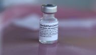 A Pfizer-BioNTech coronavirus disease (COVID-19) vaccination is seen as part of a vaccine drive by the Fernandeno Tataviam Band of Mission Indians in Arleta, Los Angeles, California, U.S., August 23, 2021. REUTERS/Lucy Nicholson
