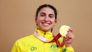 Gold Medallist Paige Greco of Australia celebrates REUTERS/Thomas Peter