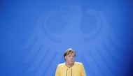 German Chancellor Angela Merkel attends a press conference at the G20 Compact with Africa (CwA) meeting in Berlin, Germany, August 27, 2021. REUTERS/Michele Tantussi