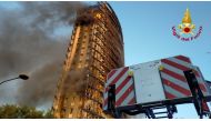 Large fire rips through a block of flats in Milan, Italy, on August 29, 2021.