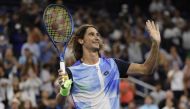 Sep 4, 2021; Flushing, NY, USA; Lloyd Harris of South Africa waves to the crowd after his match against Denis Shapovalov of Canada (not pictured) on day six of the 2021 U.S. Open tennis tournament at USTA Billie Jean King National Tennis Center. Mandatory