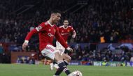 September 29, 2021 Manchester United's Cristiano Ronaldo scores their second goal REUTERS/Phil Noble

