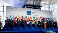 Leaders stand for a family photo at the G20 summit at the La Nuvola in Rome, Italy October 30, 2021. (Erin Schaff/REUTERS)