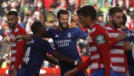 Real Madrid's Nacho celebrates scoring their second goal with David Alaba REUTERS/Jon Nazca