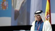 Speaker of the Shura Council H E Hassan bin Abdullah Al Ghanem speaking on Saturday at the plenary session of the five-day 143rd Assembly of the IPU in Madrid, Spain