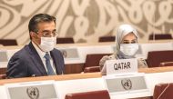 The Minister of Labour H E Dr. Ali bin Smaikh Al Marri speaking at the high-level meeting of the Council of the International Organization for Migration.