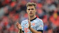 October 17, 2021 Bayern Munich's Joshua Kimmich celebrates after the match REUTERS/Thilo Schmuelgen DFL
