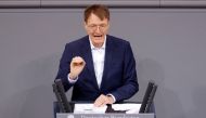 German Health Minister Karl Lauterbach addresses the German lower house of parliament Bundestag in Berlin, Germany, December 10, 2021. Reuters/Michele Tantussi
