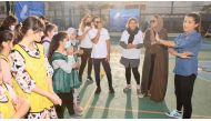Nadia Nadim with Afghan refugees.