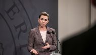Denmark's Prime Minister Mette Frederiksen speaks during a news conference on the coronavirus disease (COVID-19) in the Mirror Hall in the PM's Office at Christiansborg Palace, in Copenhagen, Denmark, November 8, 2021. Ritzau Scanpix/Olafur Steinar Gestsson/via REUTERS


