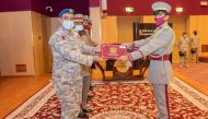 A cadet receiving the certificate.