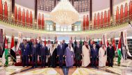 A group photo of participants of a consultative meeting of the Arab Foreign Ministers held in Kuwait yesterday. The State of Qatar also took part in the meeting and was represented by Minister of State for Foreign Affairs H E Sultan bin Saad Al Muraikhi.