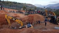 Rescuers work to reach a five-year old boy trapped in a well in the northern hill town of Chefchaouen, Morocco February 5, 2022. Reuters/Thami Nouas