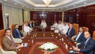 UDC President, CEO and Member of the Board, Ibrahim Jassim Al Othman (centre) and others at the company's annual staff gathering. 