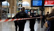 French police secure the scene after French police killed a person who attacked them with a knife at Gare du Nord station in Paris, France, February 14, 2022. Reuters/Benoit Tessier