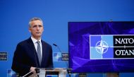 NATO Secretary-General Jens Stoltenberg gives a news conference ahead of a meeting of NATO defence ministers in Brussels, Belgium February 15, 2022. REUTERS.