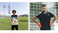 Qatar national team players Akram Afif and Saad Al Dosari in adidas wears