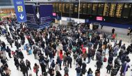 People wait at Waterloo station, as trains are delayed and cancelled after Storm Eunice, in London, Britain, February 19, 2022. REUTERS/May James