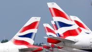 British Airways tail fins are pictured at Heathrow Airport in London, Britain, May 17, 2021. Reuters/John Sibley/File Photo
