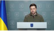 Ukrainian President Volodymyr Zelenskiy makes a statement in Kyiv, in Ukraine, February 28, 2022, in this still image taken from a handout video. Ukrainian Presidential Press Service/Handout via REUTERS 