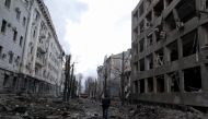 A view shows buildings damaged by recent shelling during Russia's invasion of Ukraine in Kharkiv, Ukraine, March 8, 2022. REUTERS/Oleksandr Lapshyn
