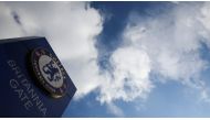 A sign mentioning 'Britannia Gate' is seen outside Stamford Bridge, the stadium for Chelsea Football Club, after Britain imposed sanctions on its Russian owner, Roman Abramovich, in London, Britain, March 10, 2022. REUTERS/Hannah Mckay

