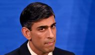 Britain's Chancellor of the Exchequer Rishi Sunak hosts a news conference in the Downing Street Briefing Room in London, Britain February 3, 2022. Justin Tallis/Pool via REUTERS/File Photo